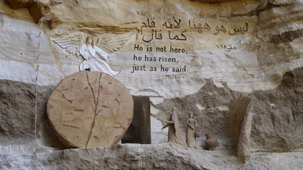 Bijbelse kunst bij de rotskerk in&nbsp;Cairo