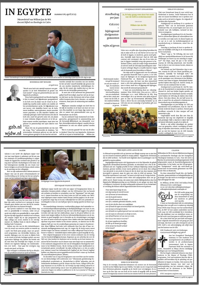 Willem-Jan de Wit Nieuwsbrief in Egypte 16 April 2015